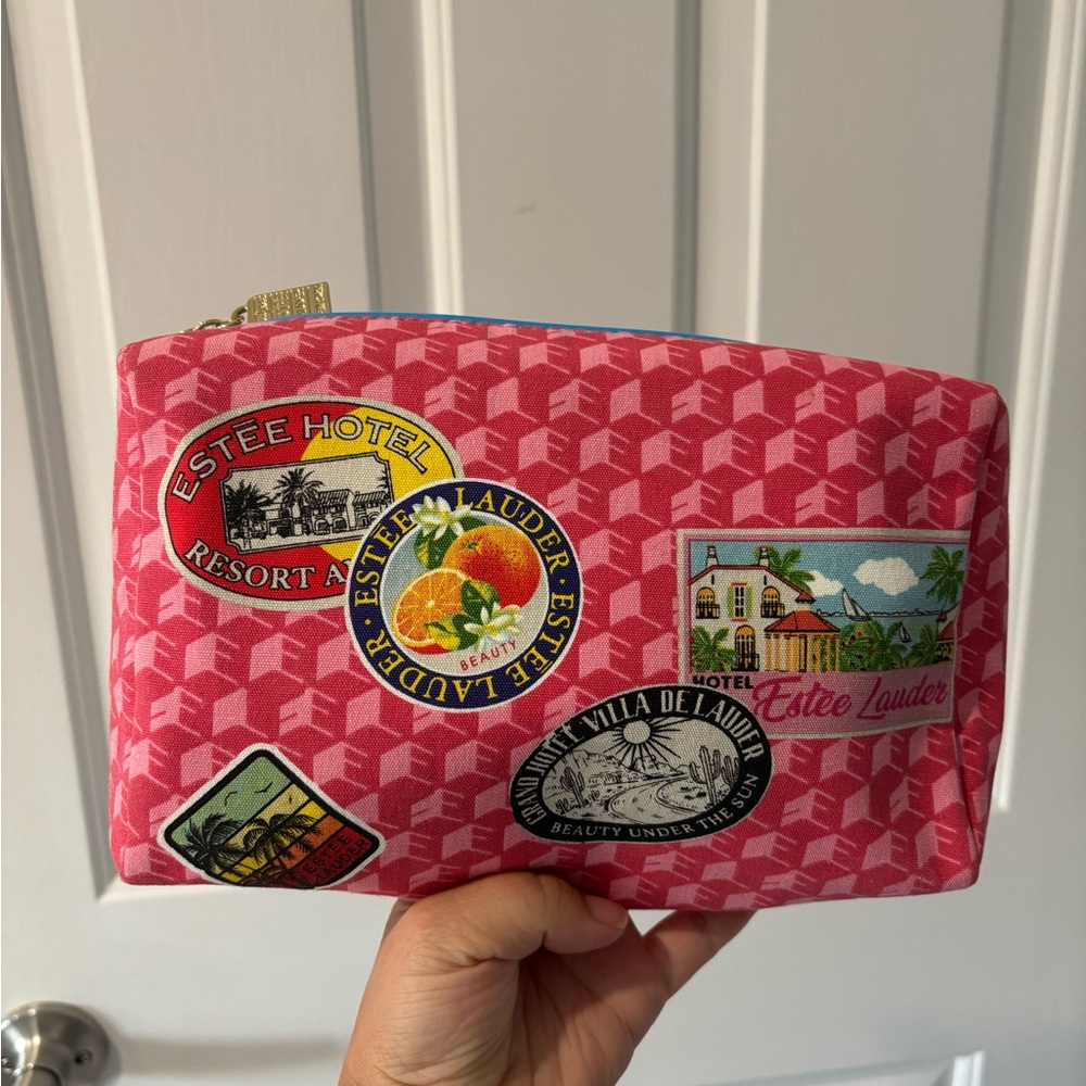 *BOGO Sale $15 &Under*Vintage Estee Lauder Red Patterned Cosmetic Pouch